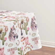 Saddle Up Cowgirl Baby Shower Western Party Decor Tablecloth