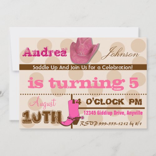 Saddle Up Cowgirl Birthday Party Invites