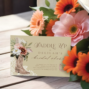 Saddle Up Cowgirl Boot Western Bridal Shower Invitation