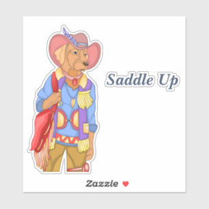Saddle Up Dog Cowboy Sticker