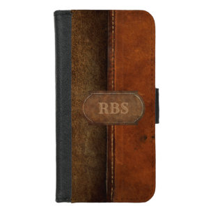 Saddle Up Faux Tanned Stitched Leather Monogram iPhone 8/7 Wallet Case