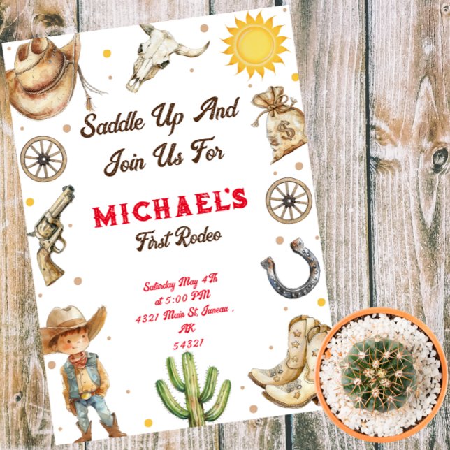 Saddle up First Rodeo Wild West Birthday Invitation (Creator Uploaded)