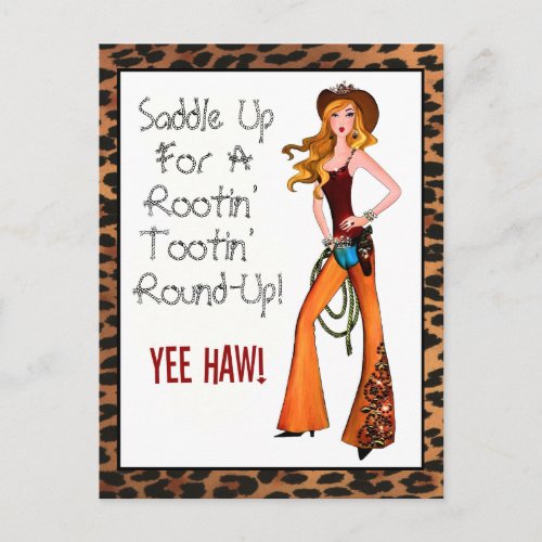 Saddle Up For A Rootin Tootin Round_Up Postcard
