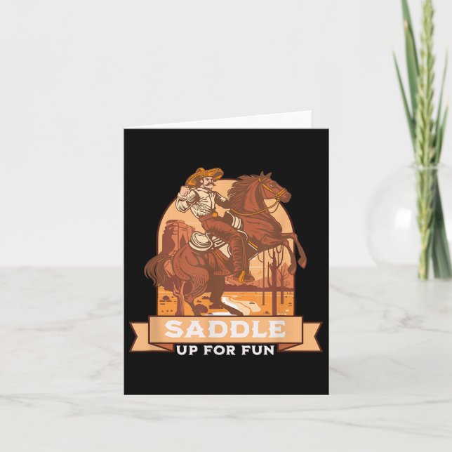 Saddle Up For Fun Cowboy Western Riding Humor  Card (Front)