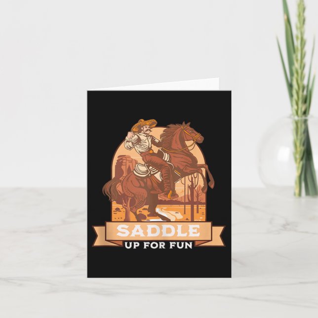 Saddle Up For Fun Cowboy Western Riding Humor Tank Card (Front)