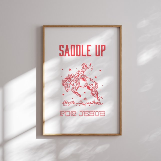 Saddle Up for Jesus Red Rodeo Christian Wall Art (Creator Uploaded)