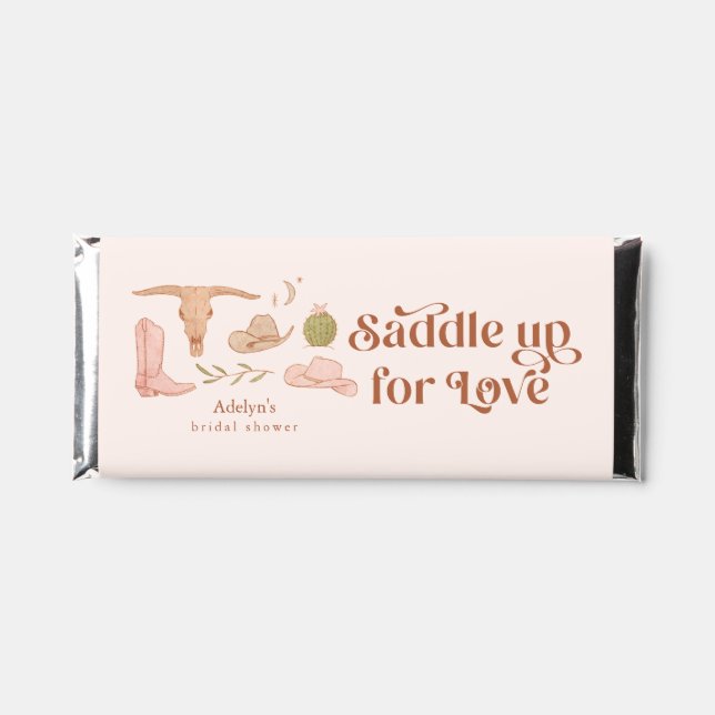 Saddle Up For Love Cowgirl Bridal Shower Hershey Bar Favors (Front)