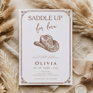 Saddle Up For Love Western Cowgirl Bridal Shower Invitation