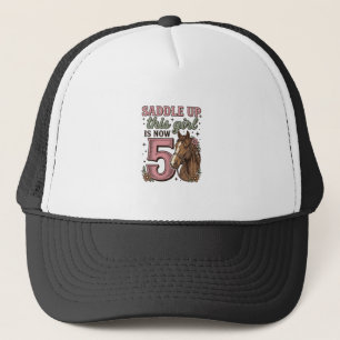 Saddle Up Girl 5th Birthday Horse Cowgirl Shirt Trucker Hat