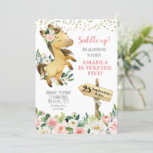 Saddle up Girl Floral Horse Birthday Invitation (Standing Front)