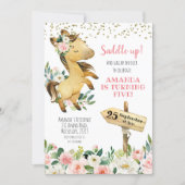 Saddle up Girl Floral Horse Birthday Invitation (Front)