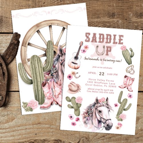 Saddle Up Horse 1st Birthday Party Invitation