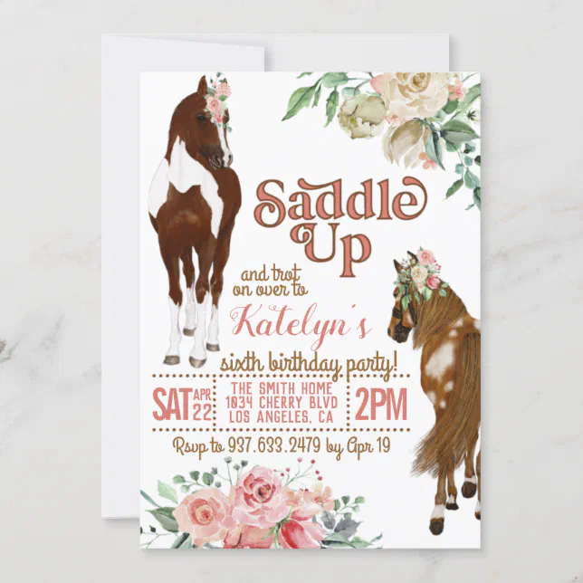 Saddle Up Horse Birthday Invitation | Zazzle