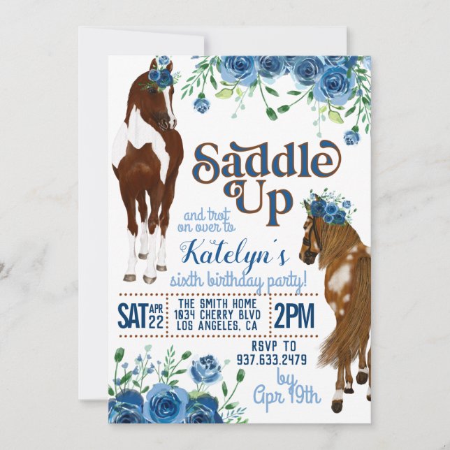 Saddle Up Horse Birthday Invitation (Front)