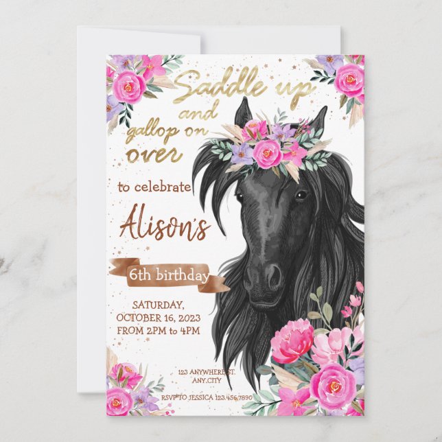 Saddle Up Horse Birthday invitation (Front)