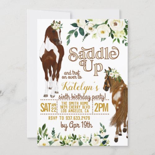 Saddle Up Horse Birthday Invitation