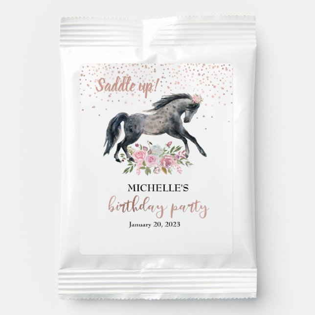 Saddle Up Horse Birthday party pink Favor Lemonade Drink Mix (Front)