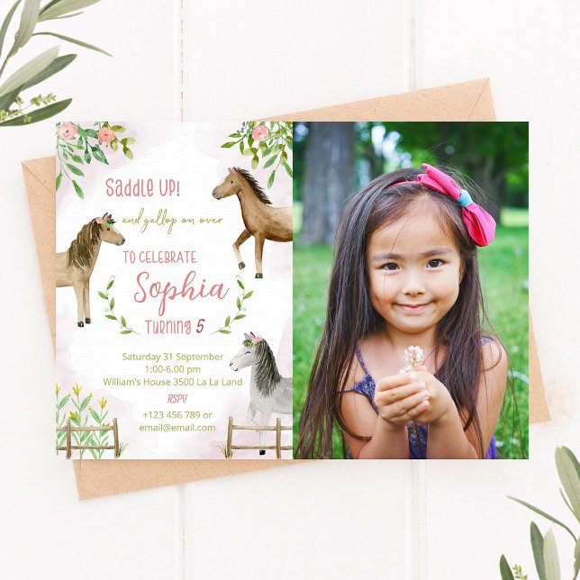 Saddle Up, Horse Birthday Photo Invitation (Creator Uploaded)