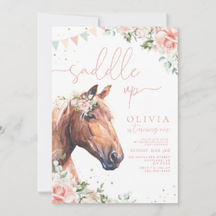 Saddle Up Horses Cowgirl Birthday Invitation