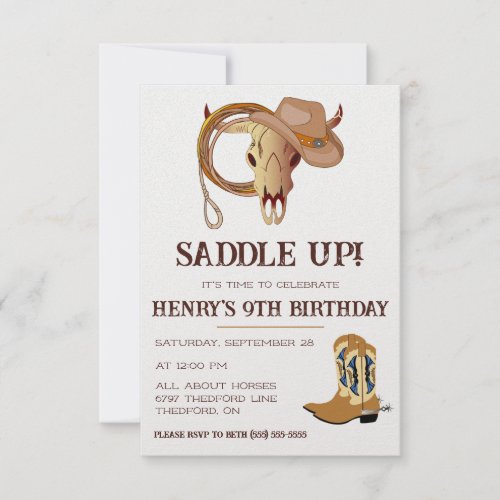Saddle Up Its time to celebrate Cowboy Birthday Invitation