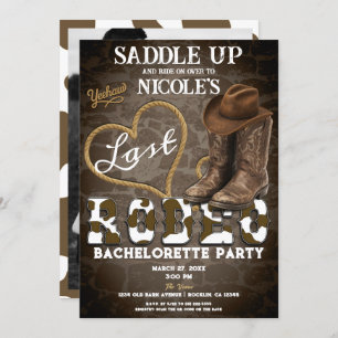 Saddle up Last Rodeo Western Bachelorette Party Invitation