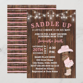 Saddle Up Little AA Cowgirl on her Way Baby Shower Invitation