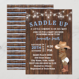 Saddle Up Little Cowboy in his Way AA Baby Shower Invitation