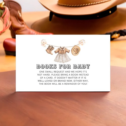 Saddle Up Little Cowgirl Baby Shower Book Request Enclosure Card