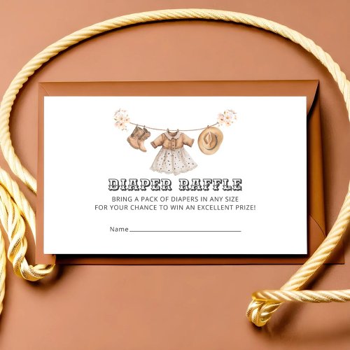 Saddle Up Little Cowgirl Baby Shower Diaper Raffle Enclosure Card