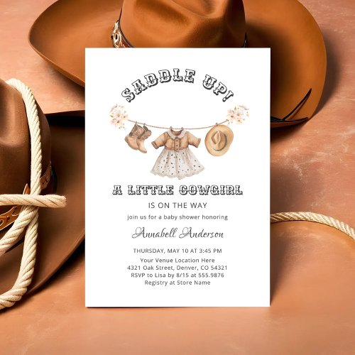 Saddle Up Little Cowgirl Girl Baby Shower Invitation