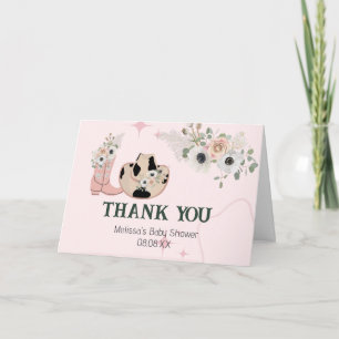 Saddle Up Modern Western Cowgirl custom photo Letterpress Thank You Card