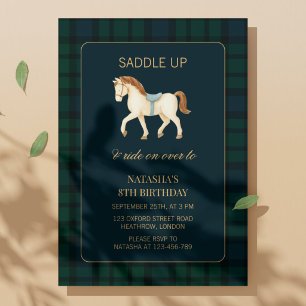 Saddle Up Preppy Horse Birthday  Invitation