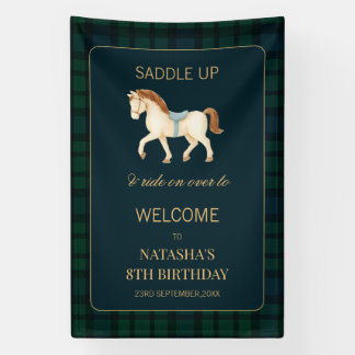 Saddle Up Preppy Horse Birthday Welcome Banner