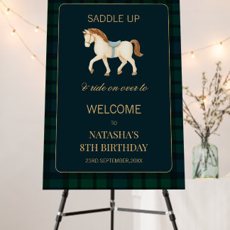 Saddle Up Preppy Horse Birthday Welcome Foam Board