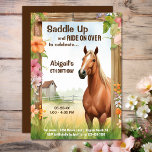 Saddle Up Pretty Horse And Flowers Birthday Invitation at Zazzle
