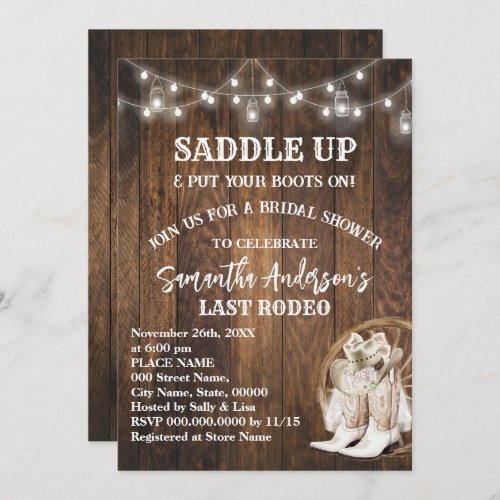 Saddle Up Put Your Boots Cowgirl Bridal Shower Invitation