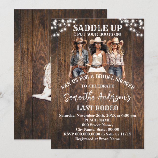 Saddle Up Put Your Boots Cowgirl Bridal Shower Invitation (Front/Back)