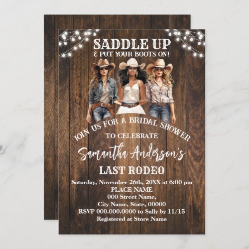 Saddle Up Put Your Boots Cowgirl Bridal Shower Invitation