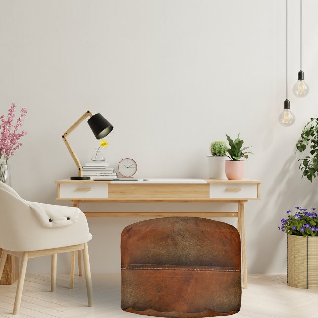 Saddle Up Tan Faux Leather Pouf (Creator Uploaded)