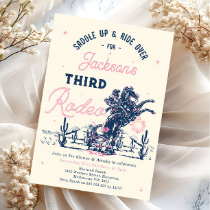 Saddle up Third Rodeo Cowboy Birthday Party Invitation