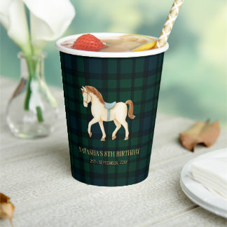Saddle Up Vintage Preppy Horse Birthday Paper Cups