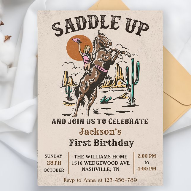 Saddle Up Western 1st Birthday Party Invitation (Creator Uploaded)