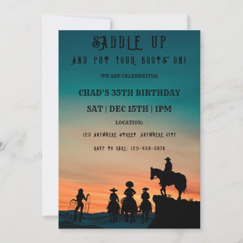 Saddle Up Western Birthday Party Invitation