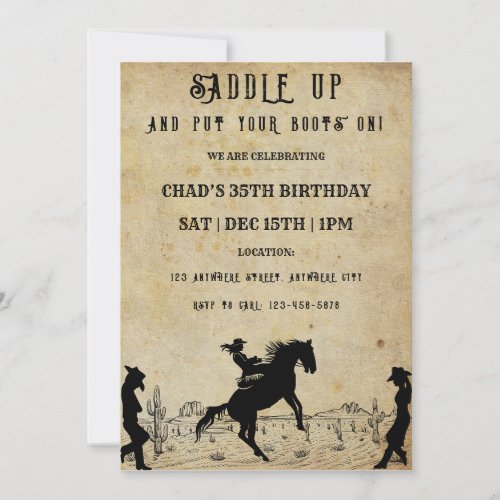Saddle Up Western Birthday Party Invitation