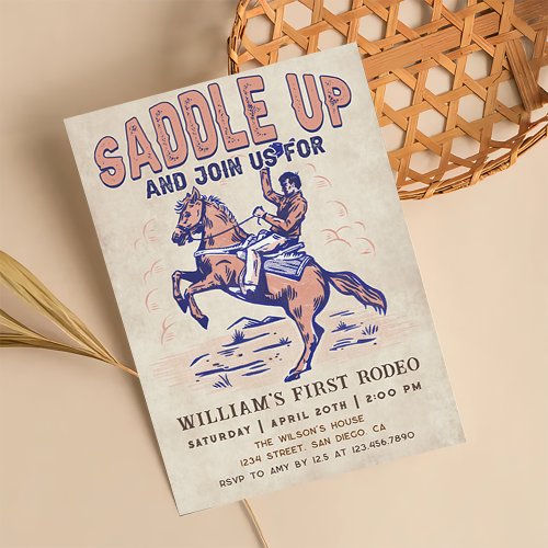 Saddle Up Western Cowboy Rodeo Birthday Party Invitation