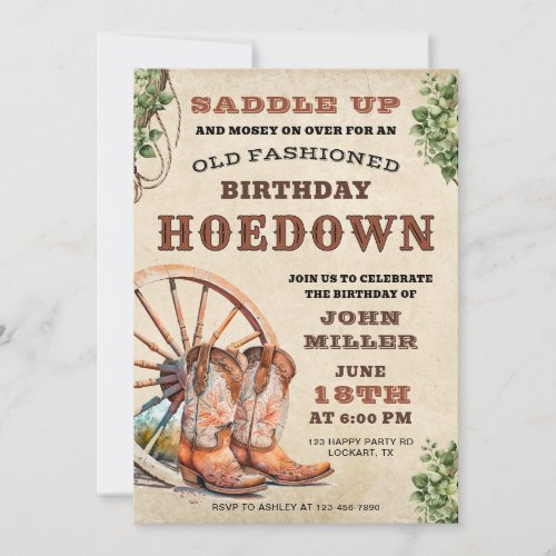 Saddle Up Western Hoedown Birthday Party Cowboy Invitation