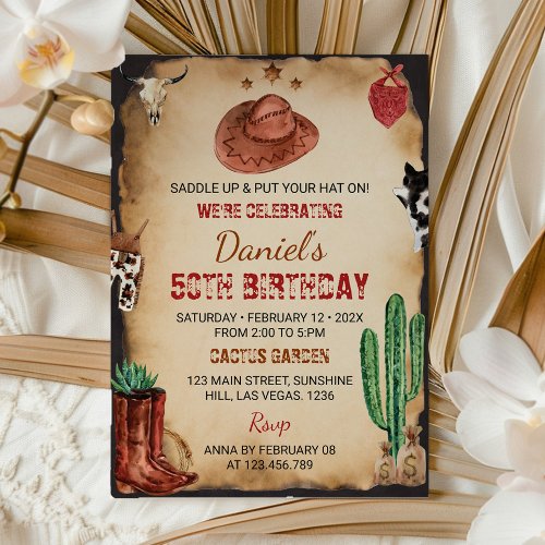 Saddle Up Western Rodeo Cowboy Birthday Invitation