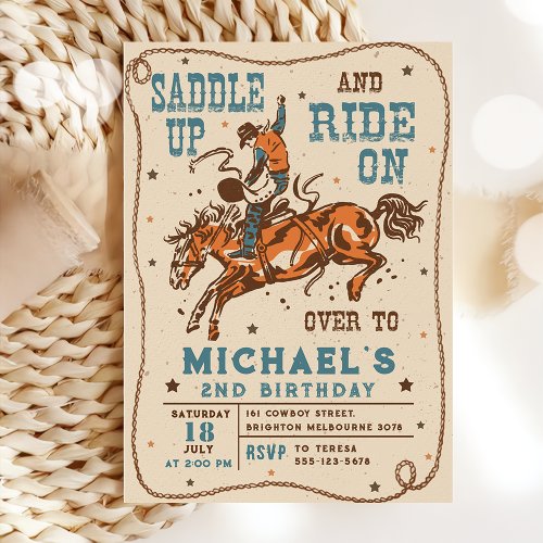Saddle Up Western Rodeo Cowboy Birthday Invitation