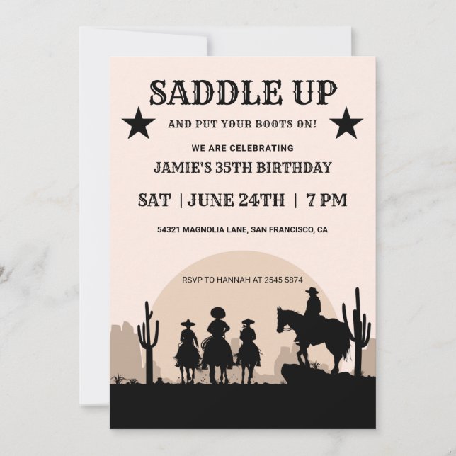 Saddle Up  Wild Cowboy Birthday Invitation (Front)