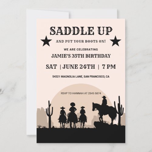 Saddle Up  Wild Cowboy Birthday Invitation